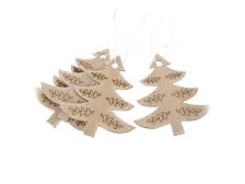 Sada závěs.stromečků 8cm/4ks natur,dřevo
