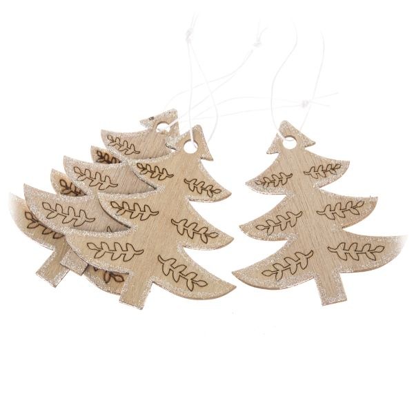 Sada závěs.stromečků 8cm/4ks natur,dřevo Sada závěs.stromečků 8cm/4ks natur,dřevo - Domácnost a úklid Zima + Vánoce