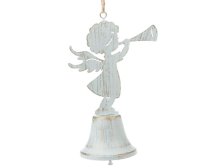 Zvonek s Andělem 16cm bílý,kov