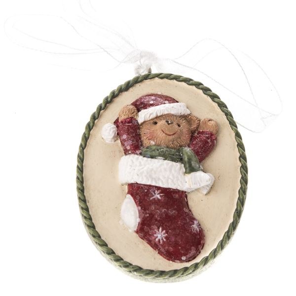 Medvídek v rámečku závěs.5,5cm,polyresin Medvídek v rámečku závěs.5,5cm,polyresin - Domácnost a úklid Zima + Vánoce