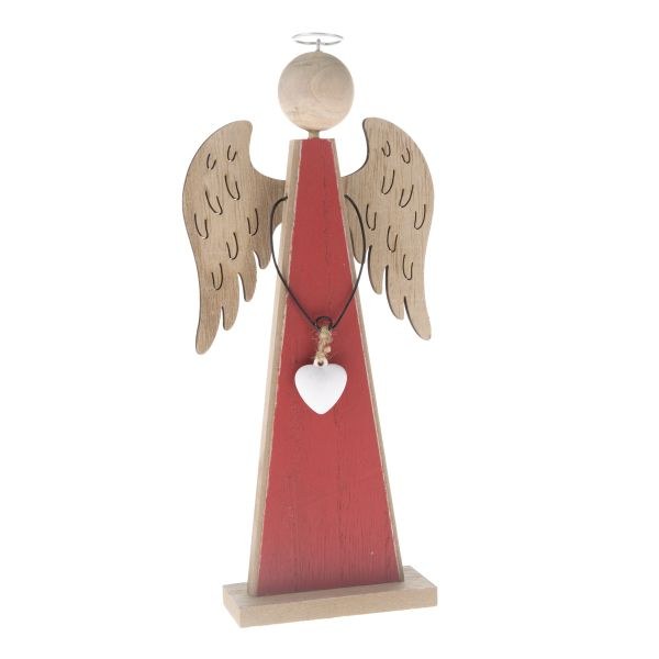 Anděl se srdcem 25,8 červený,dřevo - Domácnost a úklid bytové dekorace,textilní doplňky