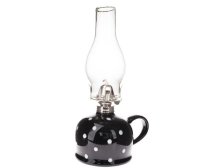 Petrolejka 28cm černá s puntíky, sklo/keramika
