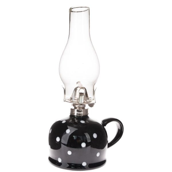 Petrolejka 28cm černá s puntíky, sklo/keramika Petrolejka 28cm černá s puntíky, sklo/keramika - Domácnost a úklid bytové dekorace, textilní doplňky