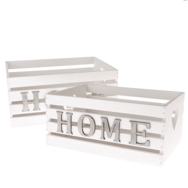 Přepravka 29x20x13cm Home bílá dřevo Přepravka 29x20x13cm Home bílá dřevo - Domácnost a úklid bytové dekorace, textilní doplňky