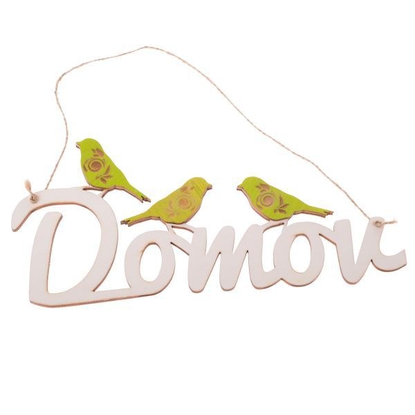 Dekorace závěs.DOMOV 33x14cm, dřevo Dekorace závěs.DOMOV 33x14cm, dřevo - Domácnost a úklid bytové dekorace, textilní doplňky