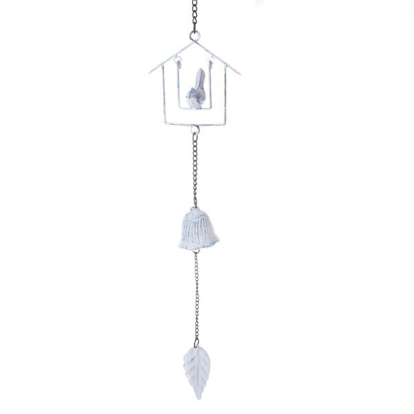 Zvonkohra Ptáček 61cm bílá,litina - Domácnost a úklid bytové dekorace,textilní doplňky