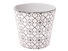 Obal na květináč 12x11cm černý dekor, keramika
