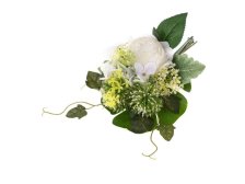 Kytice pivoňka+hortenzie 37cm bílá