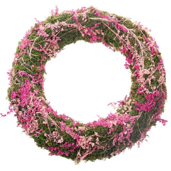 Věnec 25cm suš.květy růžové mech Věnec 25cm suš.květy růžové mech - Domácnost a úklid bytové dekorace, textilní doplňky