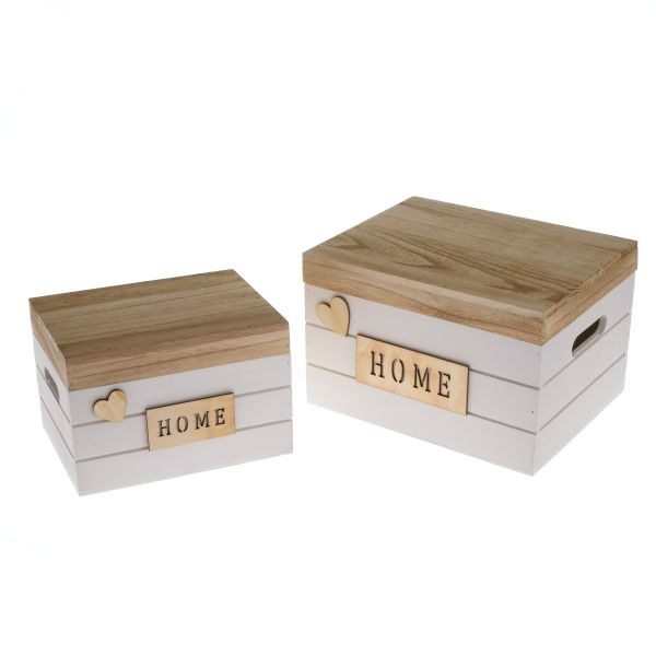 Bedýnka+víko Home 25x16x20cm bílá, dřevo Bedýnka+víko Home 25x16x20cm bílá, dřevo - Domácnost a úklid bytové dekorace, textilní doplňky