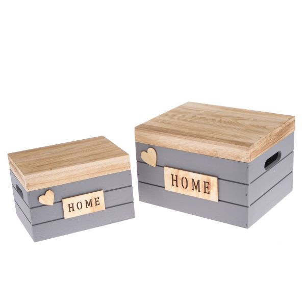 Bedýnka+víko Home 20x13x15cm šedá, dřevo Bedýnka+víko Home 20x13x15cm šedá, dřevo - Domácnost a úklid bytové dekorace, textilní doplňky