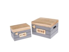 Bedýnka+víko Home 25x16x20cm šedá, dřevo