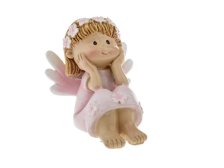 Víla sedící 5x5,8cm růžová, polyresin