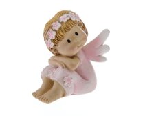 Víla sedící 6x5,8cm růžová, polyresin