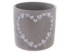 Obal na květináč se Srdcem 13,5x12cm šedý,beton