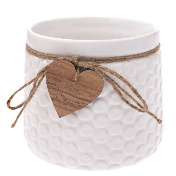 Květináč se srdíčkem 14x12,5cm bílý, keramika Květináč se srdíčkem 14x12,5cm bílý, keramika - Domácnost a úklid bytové dekorace, textilní doplňky