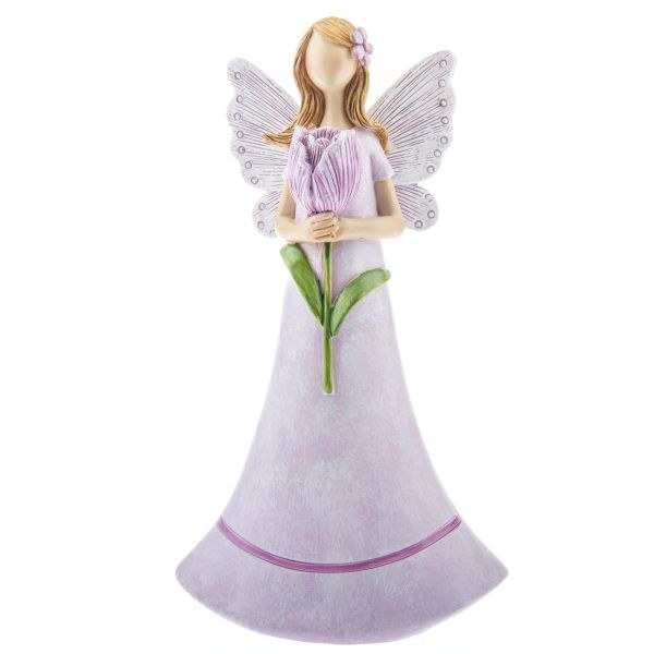 Víla s tulipánem 21cm fialová polyresin Víla s tulipánem 21cm fialová polyresin - Domácnost a úklid bytové dekorace, textilní doplňky
