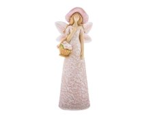 Víla s košíčkem 18cm růžová polyresin