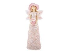 Víla s květinami 18cm růžová polyresin