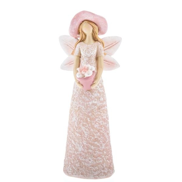 Víla s květinami 18cm růžová polyresin Víla s květinami 18cm růžová polyresin - Domácnost a úklid bytové dekorace, textilní doplňky