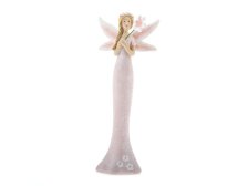 Víla s květinou 15,2cm růžová,polyresin