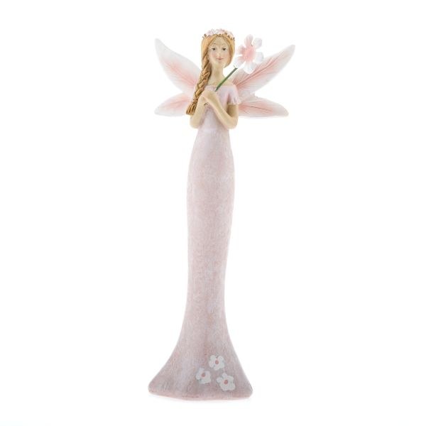 Víla s květinou 15,2cm růžová,polyresin