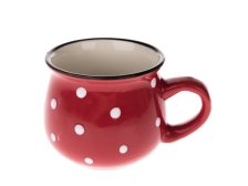 Hrnek s puntíky 230ml červený, keramika