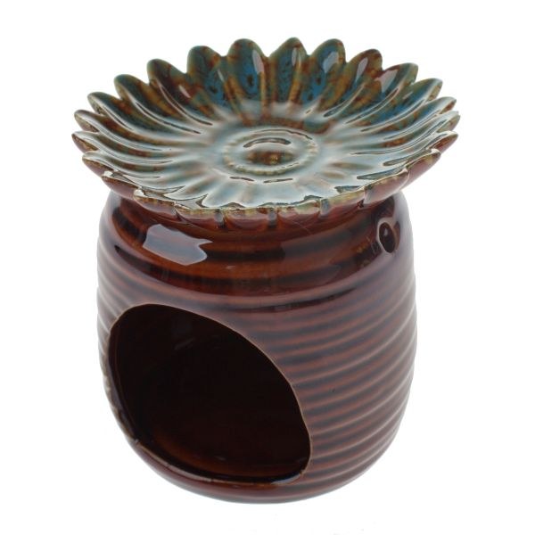 Aromalampa Květ 11,8x11cm hnědá,keramika - Domácnost a úklid bytové dekorace,textilní doplňky