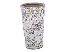 Váza 20,5cm fialové květy keramika