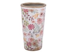 Váza 20,5cm barevné květy, keramika