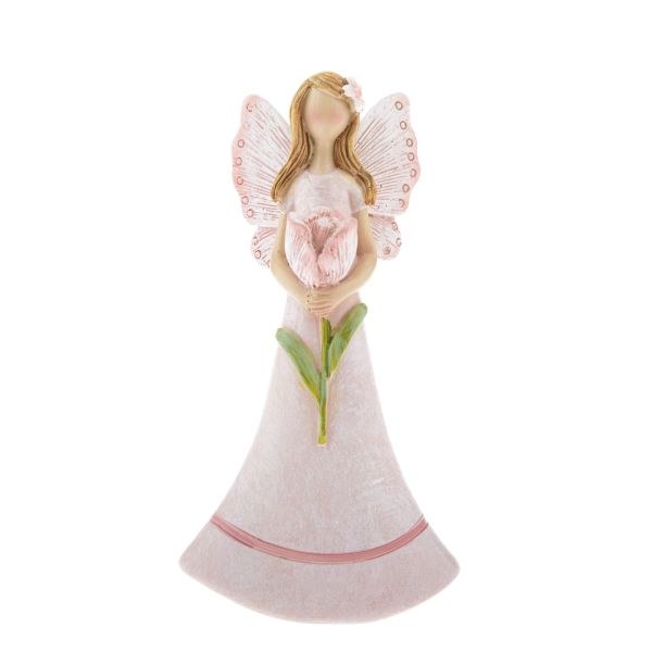 Víla s tulipánem 21cm růžová polyresin Víla s tulipánem 21cm růžová polyresin - Domácnost a úklid bytové dekorace, textilní doplňky
