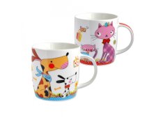 Hrnek 390ml Kočka/Pes porcelán