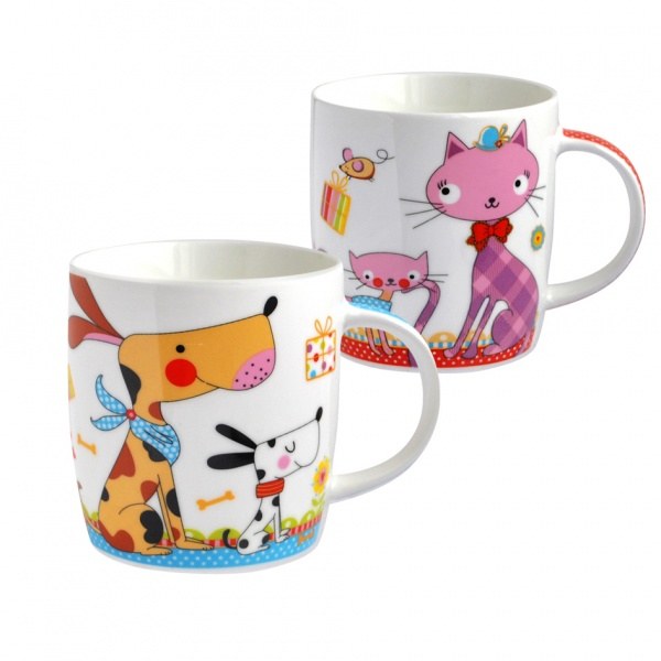 Hrnek 390ml Kočka/Pes porcelán - Kuchyně stolování