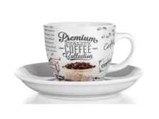 Šálek+podšálek 190ml bílý PREMIUM CAFFE,keramika