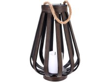 Lucerna 34cm solární s LED svíčkou dřevo