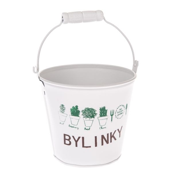 Obal na květináč Bylinky 12x10,5cm bílý,kov