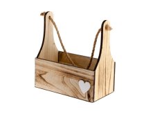 Závěsná přepravka se srdíčkem 34x27x15cm,dřevo