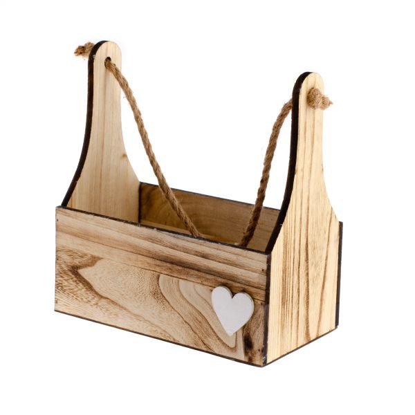 Závěsná přepravka se srdíčkem 34x27x15cm,dřevo - Domácnost a úklid bytové dekorace, textilní doplňky