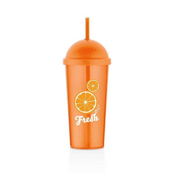 Kelímek s víčkem+brčko 700ml oranžový,plast Kelímek s víčkem+brčko 700ml oranžový,plast - Kuchyně stolování