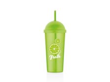 Kelímek s víčkem+brčko 700ml zelený,plast