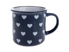 Hrnek se srdíčky 400ml modrý, keramika