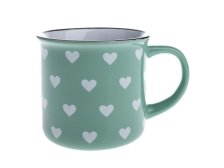 Hrnek se srdíčky 400ml sv.zelený, keramika