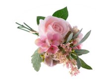 Kytice hortenzií+olivový list 13cm růžová