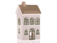Svícen Domek 17x9,8cm zelená okna, keramika