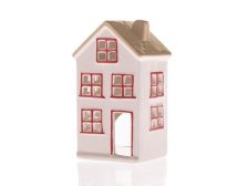 Svícen Domek 15x9cm červená okna, keramika