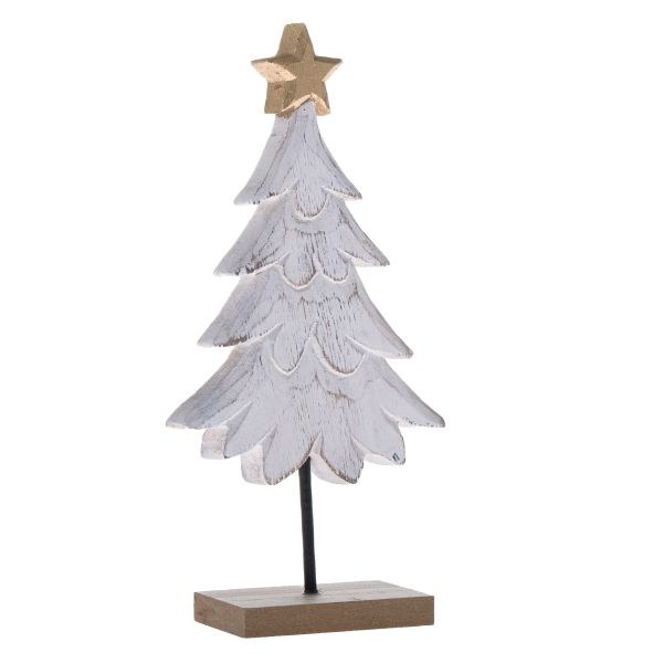 Stromek s hvězdou 23,5cm bílý, dřevo Stromek s hvězdou 23,5cm bílý, dřevo - Domácnost a úklid Zima + Vánoce