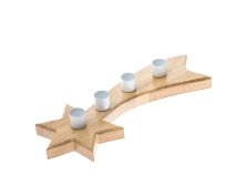 Svícen adventní Kometa 33cm, dřevo/kov bílý
