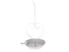 Krmítko s ptáčkem 18x21cm závěs. bílé, kov