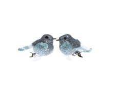 Sada ptáčků na klipu/2ks šedo-stříbrné