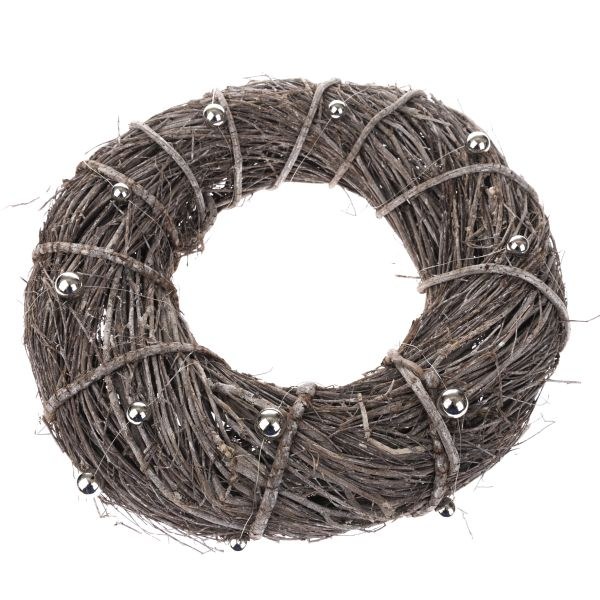 Věnec 40cm s perličkami, proutí - Domácnost a úklid bytové dekorace, textilní doplňky